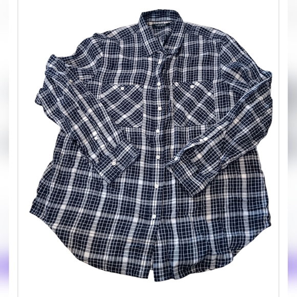 Ralph Lauren Tops - Ralph Lauren Navy and White Plaid Shirt